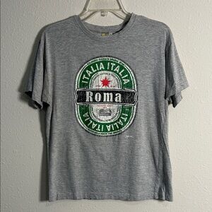 Rome Italy Gray T-Shirt Italia Roma Smartee 100% Cotton Crew Neck Size Medium